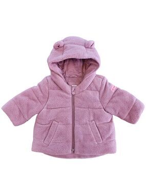 GAP Pink Sherpa Puffer Jacket 0-6 Months Hooded Winter Coat